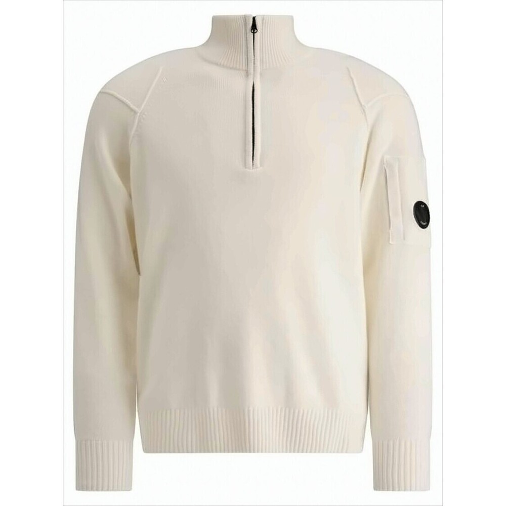 C.P. COMPANY High Ribbed Collar Sweater With Half-Zip Closure And Patch Pocket